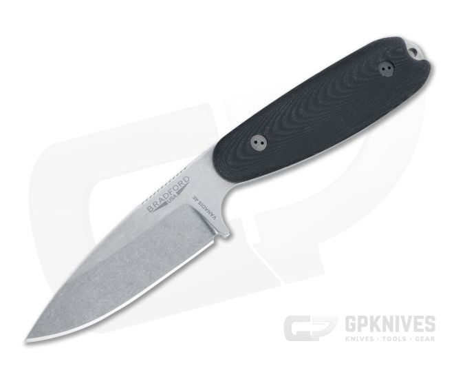 Bradford Guardian3.5 Sabre Grind Stonewashed Vanadis 4E 3D Black Micarta Fixed Blade - BK-35S-101-V4E