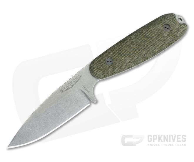 Bradford Guardian3.5 3D Green Micarta Sabre Ground Stonewash M390 - BK-35S-102