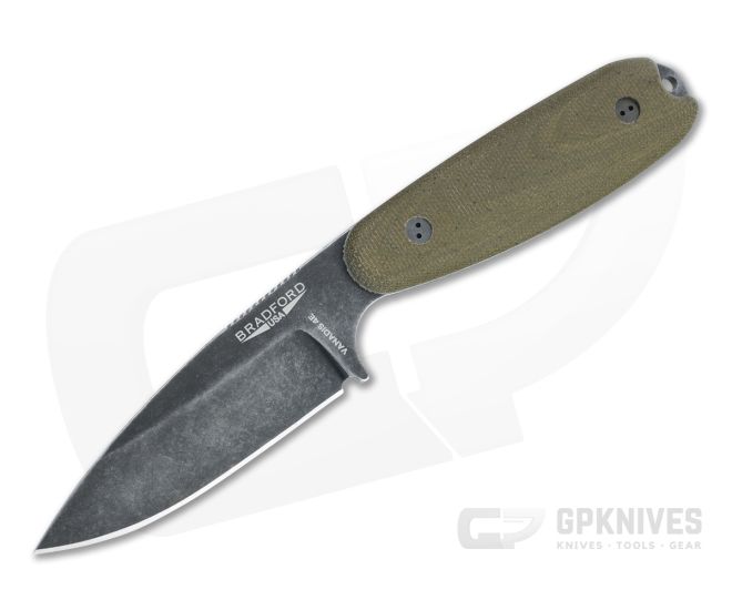 Bradford Guardian3.5 Sabre Grind Nimbus Vanadis 4E 3D OD Green Micarta Fixed Blade - BK-35S-102N-V4E