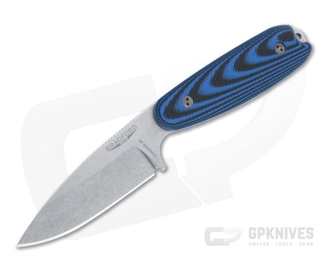 Bradford Guardian3.5 Sabre Grind Stonewashed Vanadis 4E 3D Blue/Black G10 Fixed Blade - BK-35S-113-V4E