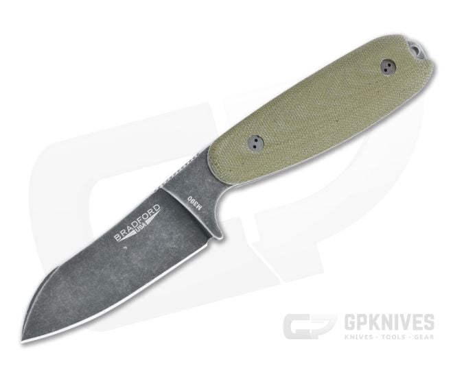 Bradford Guardian3.5 Sheepsfoot Nimbus M390 3D Green Micarta Fixed Blade - BK-35SF-102N-M390