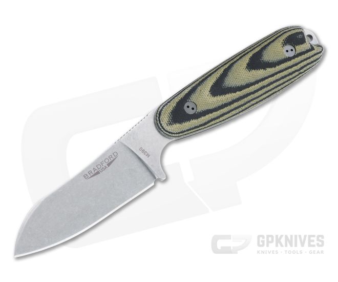 Bradford Guardian3.5 Sheepsfoot Stonewashed M390 3D Camo Micarta Fixed Blade - BK-35SF-109-M390