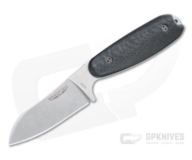 Bradford Guardian3.5 Sheepsfoot Stonewashed M390 3D Carbon Fiber Fixed Blade - BK-35SF-114-M390