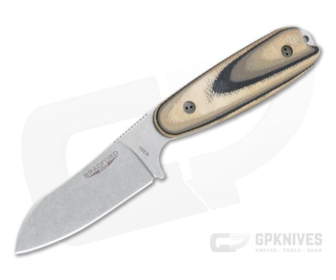 Bradford Guardian3.5 Sheepsfoot Stonewashed M390 3D G-Wood Fixed Blade - BK-35SF-115-M390