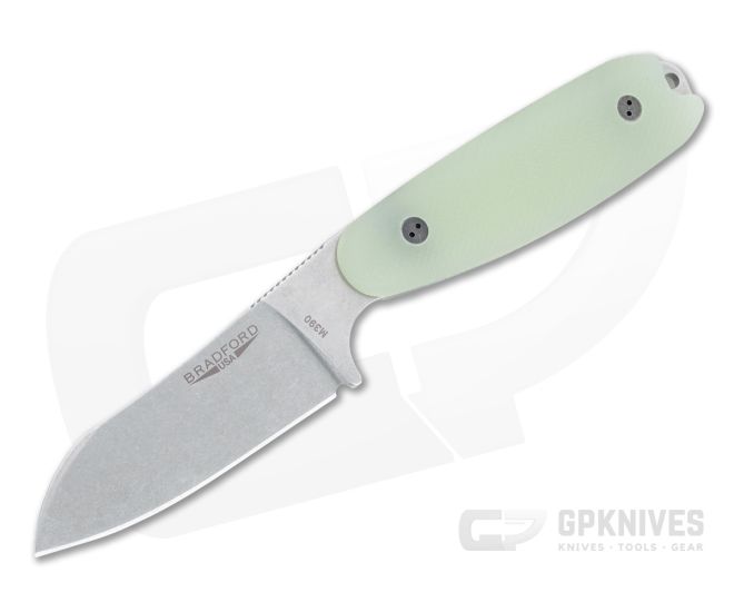 Bradford Guardian3.5 Sheepsfoot Stonewashed M390 Limited 3D Microtextured Ghost G10 Fixed Blade - BK-35SF-117-M390