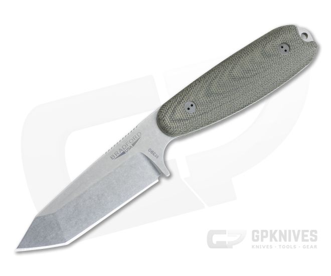 Bradford Guardian3.5 Tanto 3D OD Green Micarta Stonewashed M390 - BK-35T-102-M390