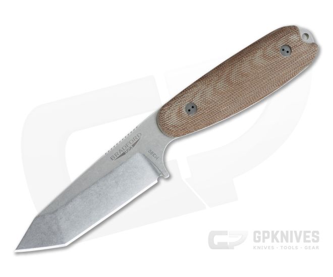Bradford Guardian3.5 Tanto 3D Natural Micarta Stonewashed M390 - BK-35T-104-M390