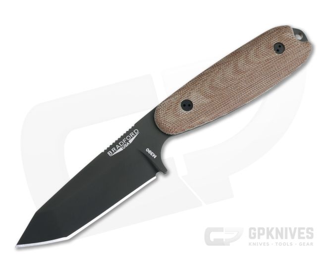 Bradford Guardian3.5 Tanto 3D Natural Micarta Black DLC M390 - BK-35T-104B-M390