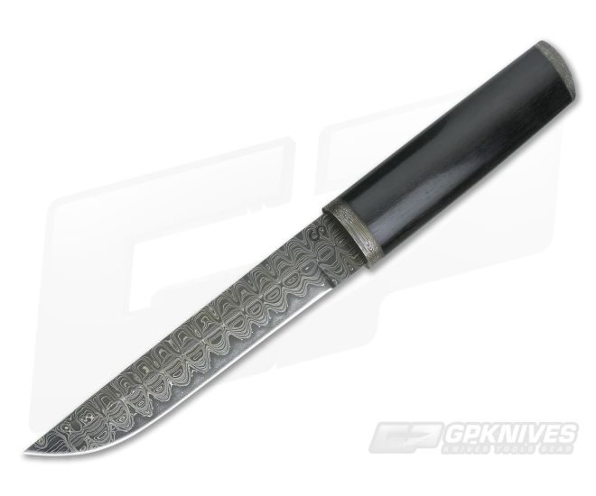 Olamic Cutlery Tanto Damascus Hornbeam Wood Handle and Sheath - CU-3602