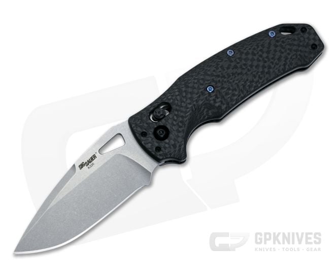 Hogue SIG K320 Collector Series Stonewashed 20CV Drop Point Carbon Fiber ABLE Lock Folder 36391-LIM - HO-36391-LIM