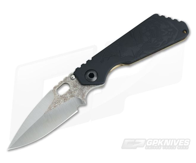 Mick Strider Custom SnG Spear Point Flat Black Custom Graphic Textured Titanium - CU-3651