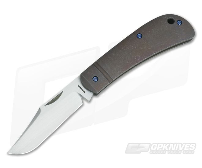 Enrique Pena Custom Lanny's Clip Point Tumbled Bronze Titanium Slipjoint 3659 - CU-3659