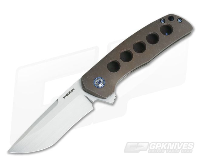 Enrique Pena Custom Dingo Clip Point CPM-154 5-Hole Titanium Frame Lock Flipper - CU-3662