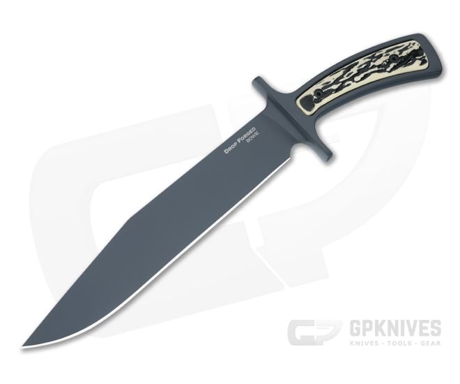 Cold Steel Drop Forged Bowie Black 52100 Faux Stag Fixed Blade 36MK - CS-36MK