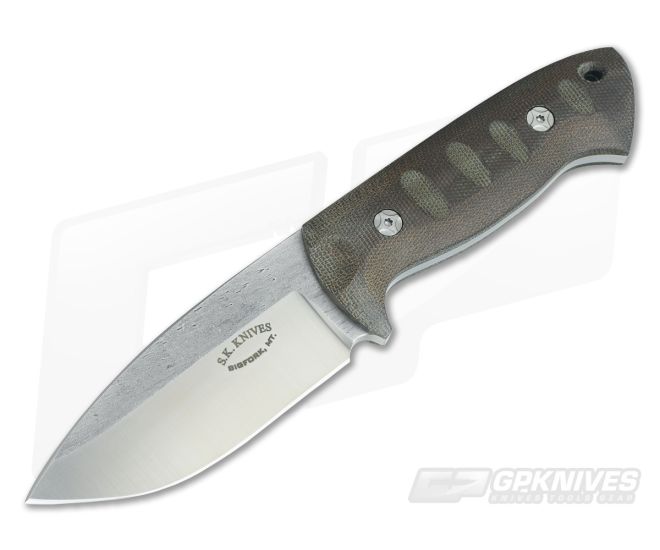 Steve Kelly S.K. Knives Custom Bushman S30V Fixed Blade Green Canvas Micarta - CU-3705