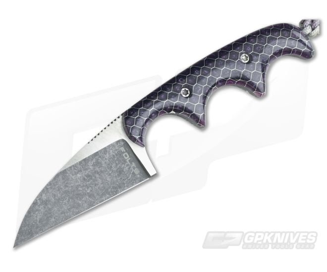 Alan Folts Custom Minimalist Wharncliffe Neck Knife Purple C-Tek Two-Tone Elmax - CU-3707