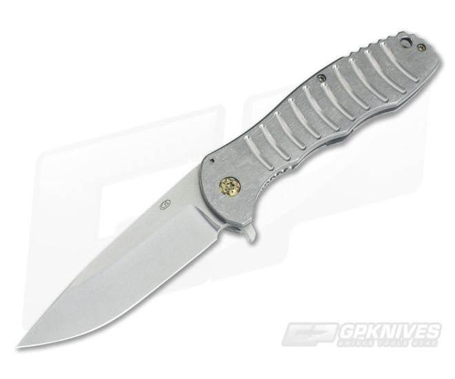 CJ Smith Custom F5 Titanium Frame Lock Flipper Bronze Hardware Tumbled CPM-154 - CU-3718