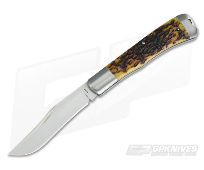 Bill Ruple Custom Bolstered Jigged Bone Trapper CPM-154 Slip Joint Folder - CU-3725