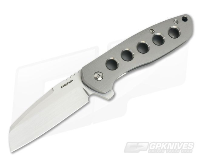 Enrique Pena Custom Bravo Sheepsfoot CPM-154 5-Hole Titanium Frame Lock Flipper - CU-3790