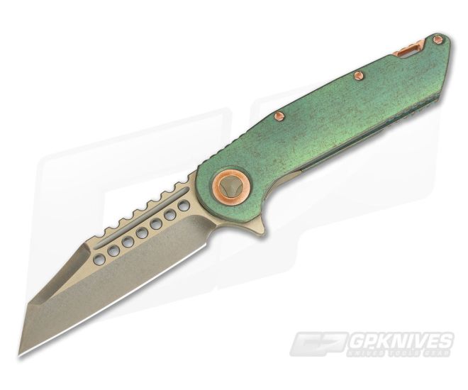 Marfione Custom Warhound Flipper Bronze M390 Antique Green Titanium #014 - CU-3794
