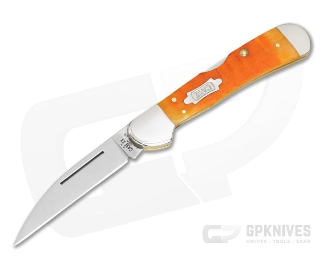 Case Copperlock Persimmon Orange Bone Gator Jig Carbon Steel Pocket Knife (4.25" Closed) 38072 - CA-38072
