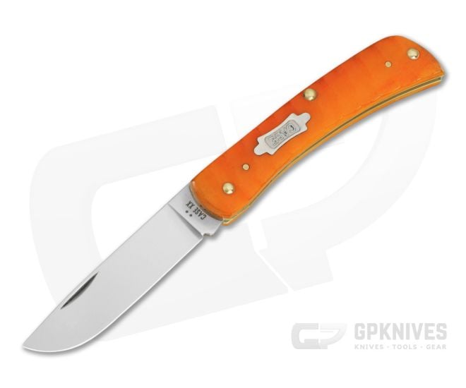Case Sod Buster Jr. Persimmon Orange Bone Gator Jig Carbon Steel Pocket Knife (3.65" Closed) 38074 - CA-38074