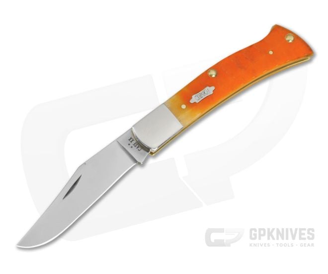 Case Axe Handle Persimmon Orange Bone Gator Jig Carbon Steel Pocket Knife (3.95" Closed) 38076 - CA-38076