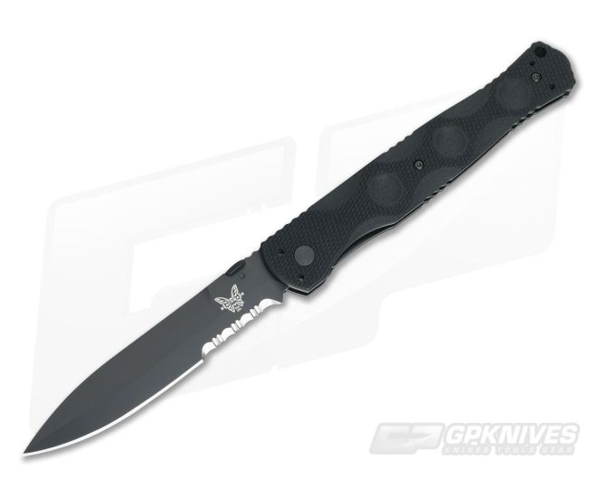 Benchmade SOCP 4.5 Folding Dagger Black D2 Serrated Edge Combat Knife 390SBK - BM-390SBK