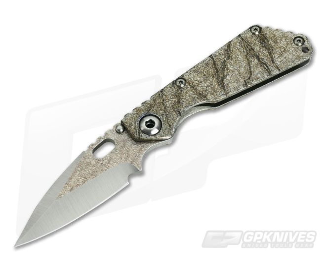 Mick Strider Custom SnG Spear Point Organic Textured Titanium Frame Lock - CU-3920