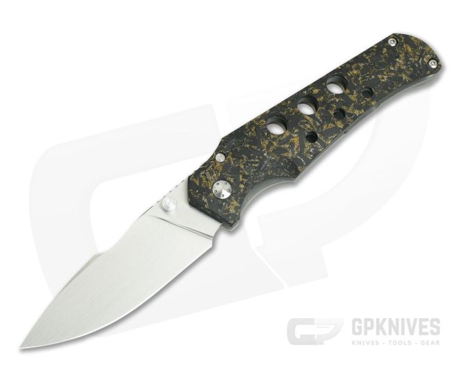 Jason Guthrie Custom Scout Gold Shred Carbon Fiber Titanium Frame Lock M390 Harpoon Drop Point - CU-3926