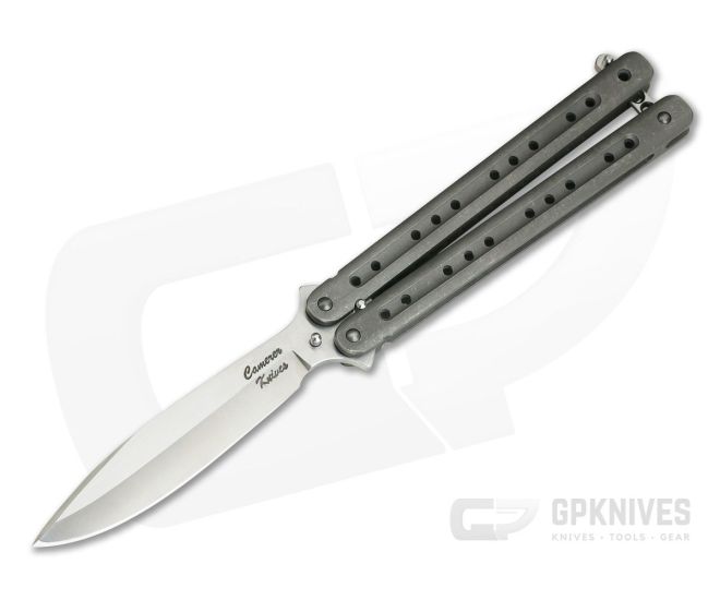 Craig Camerer Mid-Tech Skeleton Balisong Distressed Channel Titanium CPM-154 Spear Point - CU-3929
