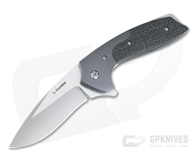 Les Voorhies Claymore Flipper Silver Lightening Strike Carbon Fiber S35VN 3930 - CU-3930