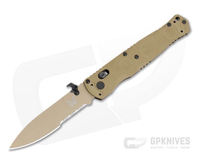Benchmade Mini SOCP Folder Sand G10 S30V Flat Earth Cerakote Partially Serrated AXIS Lock Knife (3.76" Blade) 393SSN-01 - BM-393SSN-01