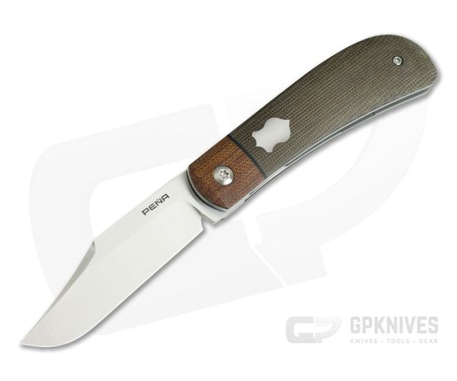 Enrique Pena Custom Lanny's Clip Front Flipper Bolstered Green Canvas Micarta - CU-3942