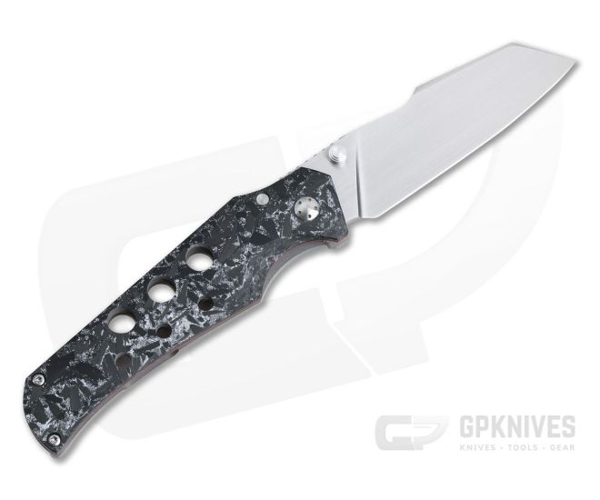 Jason Guthrie Custom Scout Left Hand Silver Shred Carbon Fiber Titanium Frame Lock Satin M390 Wharncliffe - CU-3946