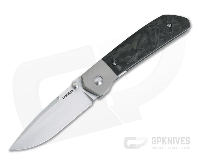Enrique Peña Custom Mula Titanium Bolster Lock Bolstered Marbled Carbon Fiber - CU-3959
