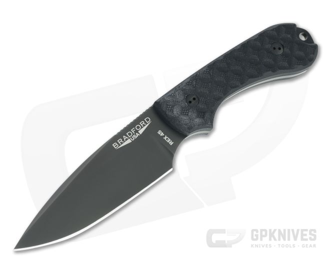 Bradford Guardian3 False Edge GPK Exclusive Black DLC Rex 45 Black G10 Fixed Blade - BK-3FE-001B-REX45