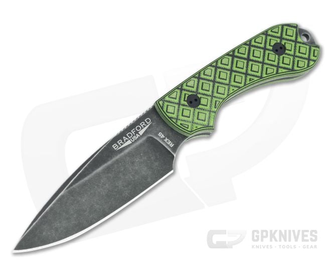 Bradford Guardian3 False Edge GPK Exclusive Nimbus Rex 45 Toxic Green/Black G10 Fixed Blade - BK-3FE-010N-REX45