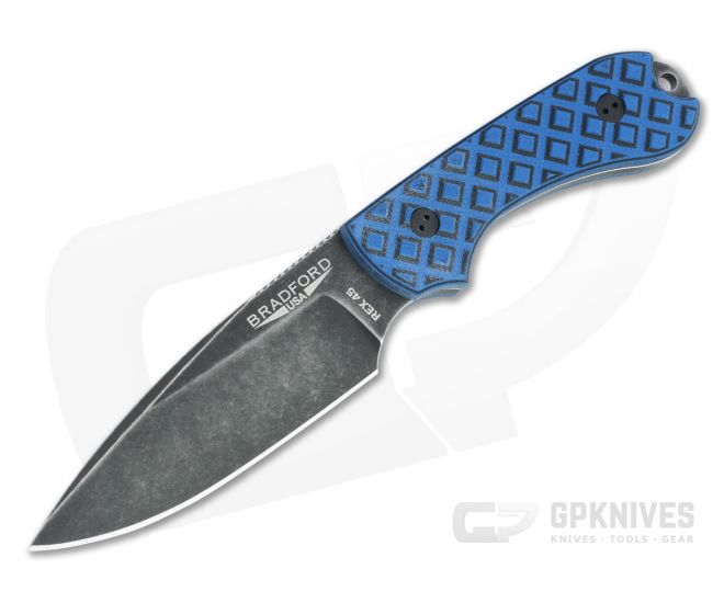 Bradford Guardian3 False Edge GPK Exclusive Nimbus Rex 45 Blue/Black G10 Fixed Blade - BK-3FE-013N-REX45