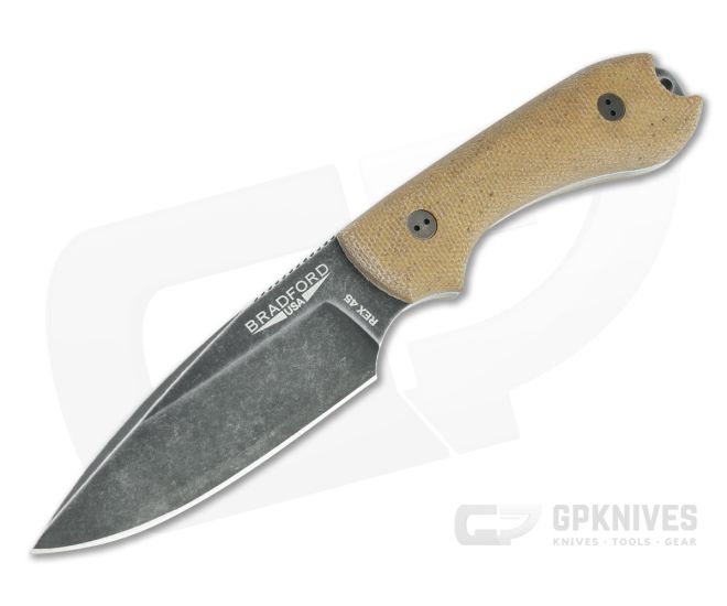 Bradford Guardian3 False Edge GPK Exclusive Nimbus Rex 45 3D Natural Micarta Fixed Blade - BK-3FE-104N-REX45