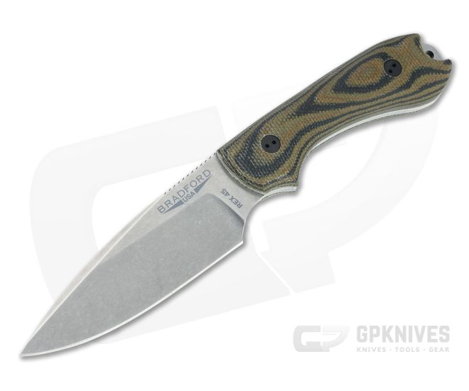 Bradford Guardian3 False Edge GPK Exclusive Stonewashed Rex 45 3D Camo Micarta Fixed Blade - BK-3FE-109-REX45