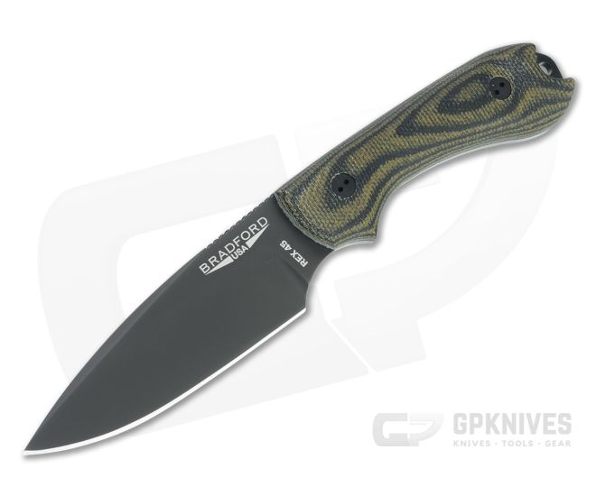 Bradford Guardian3 False Edge GPK Exclusive Black DLC Rex 45 3D Camo Micarta Fixed Blade - BK-3FE-109B-REX45