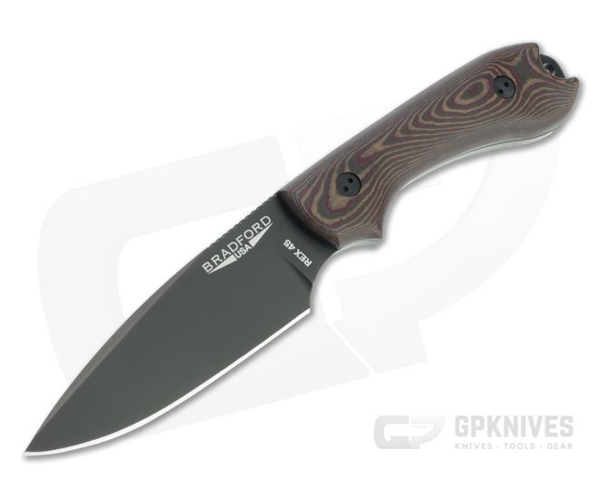 Bradford Guardian3 False Edge GPK Exclusive Black DLC Rex 45 3D Chocolate/Red Richlite Fixed Blade - BK-3FE-117B-REX45