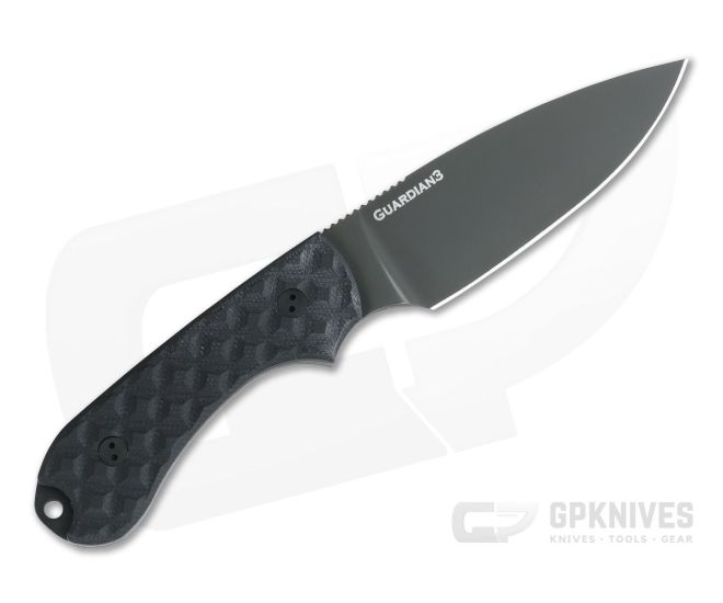 Bradford Knives Guardian3 Full Flat Grind Black G10 DLC 3V Fixed Blade Knife - BK-3FH-001B-3V