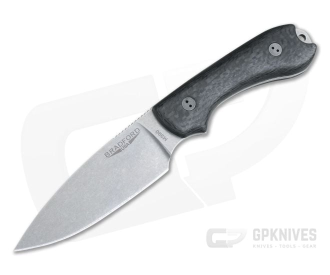 Bradford Knives Guardian3 Full Height Flat Stonewashed M390 3D Carbon Fiber - BK-3FH-114