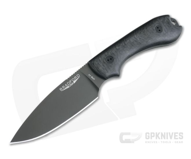 Bradford Knives Guardian3 Full Flat Grind 3D Carbon Fiber DLC 3V Fixed Blade Knife - BK-3FH-114B-3V