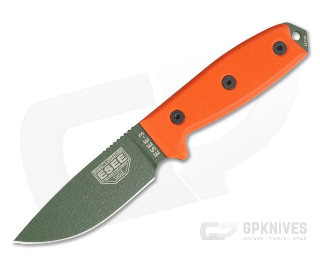 ESEE 3 Plain Edge OD Blade Orange G10 Black Sheath - ESEE-3P-OD