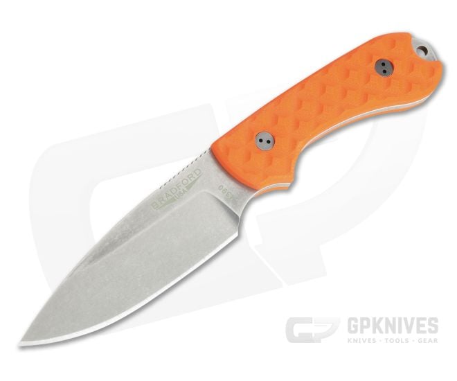 Bradford Guardian3 Sabre Ground Stonewashed M390 Orange G10 Fixed Blade - BK-3S-005-M390