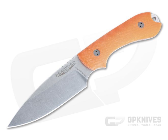 Bradford Guardian3 Sabre Ground Stonewashed MagnaCut 3D Orange G10 Fixed Blade - BK-3S-117-MC