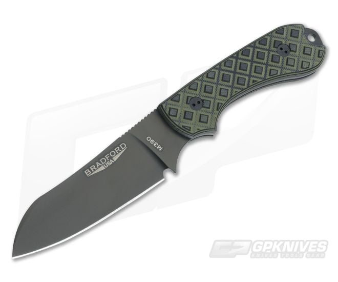 Bradford Knives Guardian3 Sheepsfoot OD Green/Black G10 DLC Coated M390 - BK-3SF-009B